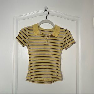 ✰ GARAGE ✰ Yellow Striped Collared Shirt